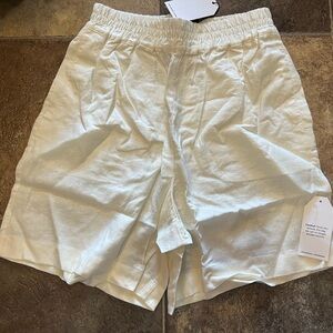 Universal Standard White Linen Blend Shorts Pull On Lightweight 4XS (XS) NWT